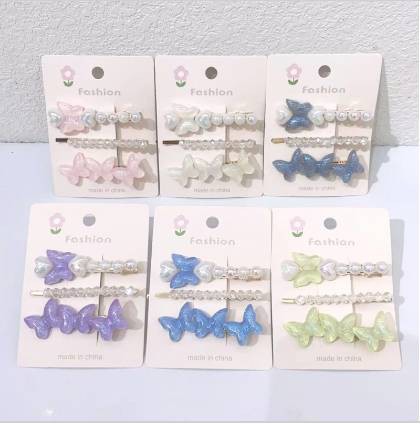 Icy Butterfly Three-piece Set Hair Clips