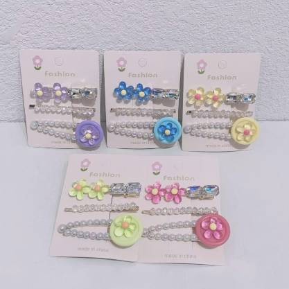 Ice - clear small flower three - piece set hairpin