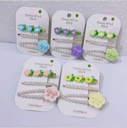 Bow - tie flower three - piece set clip