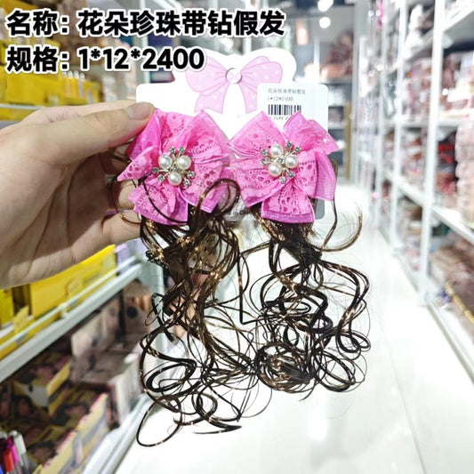 Flower pearl diamond - studded wig