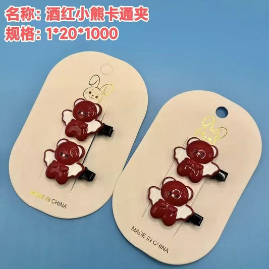 Wine red bear cartoon clip