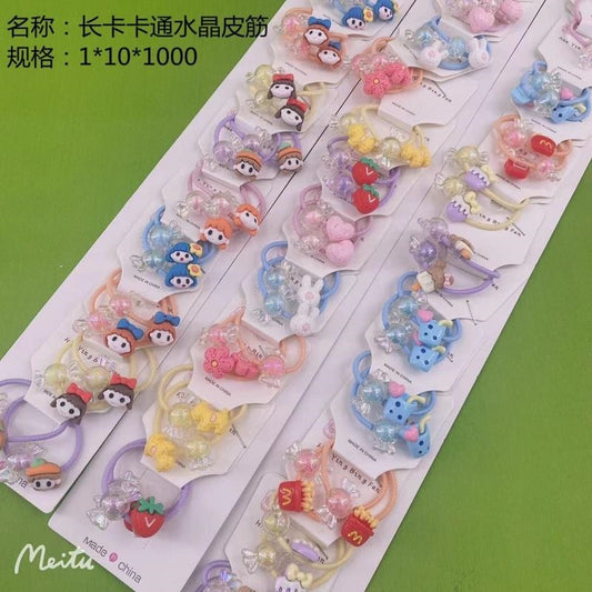 Long card cartoon crystal rubber bands
