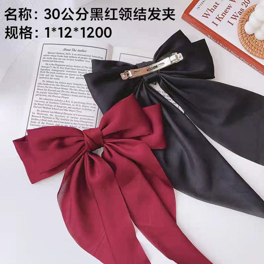 30 cm black and red bow - tie hairpin