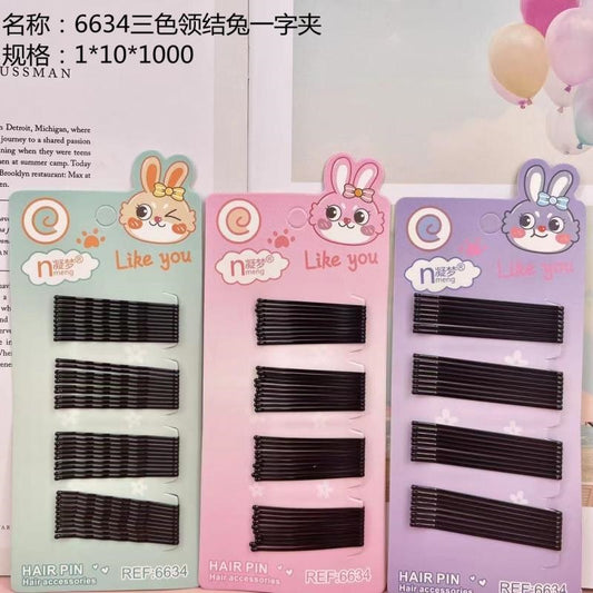 6634 Three-color Bow Tie Rabbit Single Hairpin