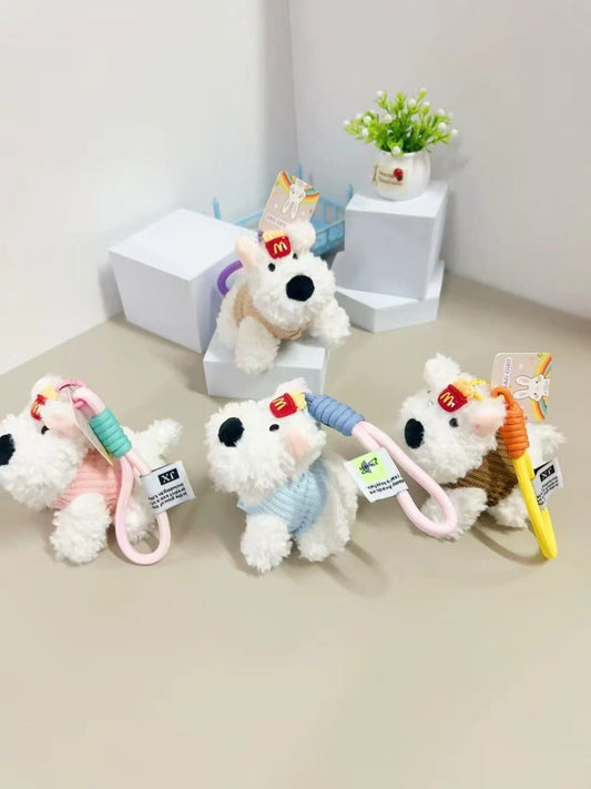 French fries dog plush keychain