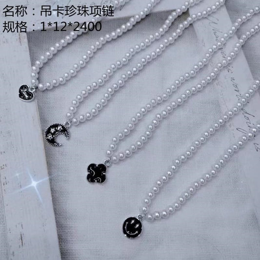 Hanging-card pearl necklace, 2 colors