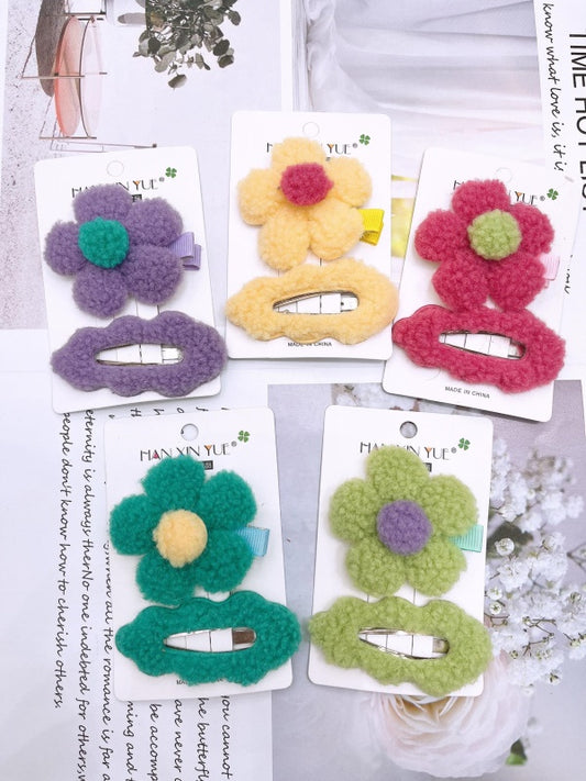 Plush flower suit clip