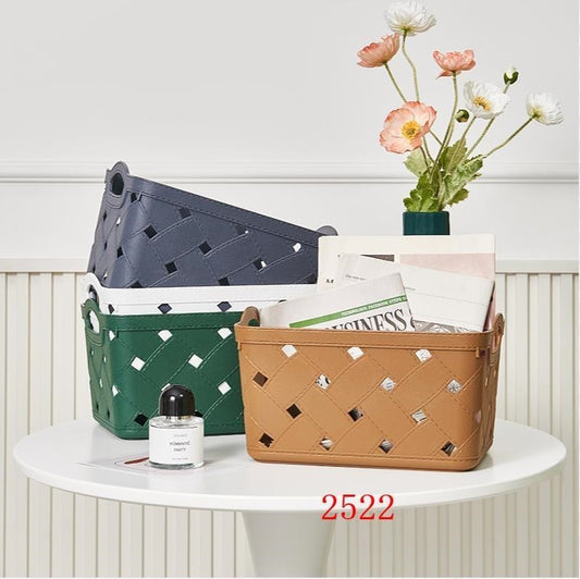 2522 Rectangular Leather Storage Basket Medium WF