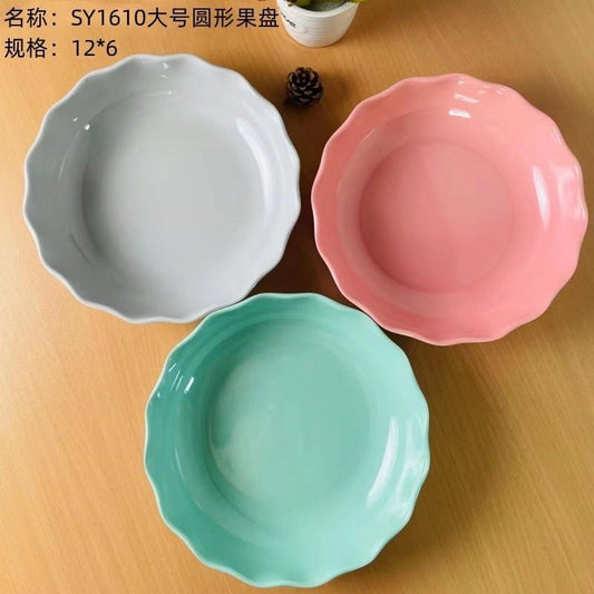 SY1609 Medium Round Fruit Plate Color/Red