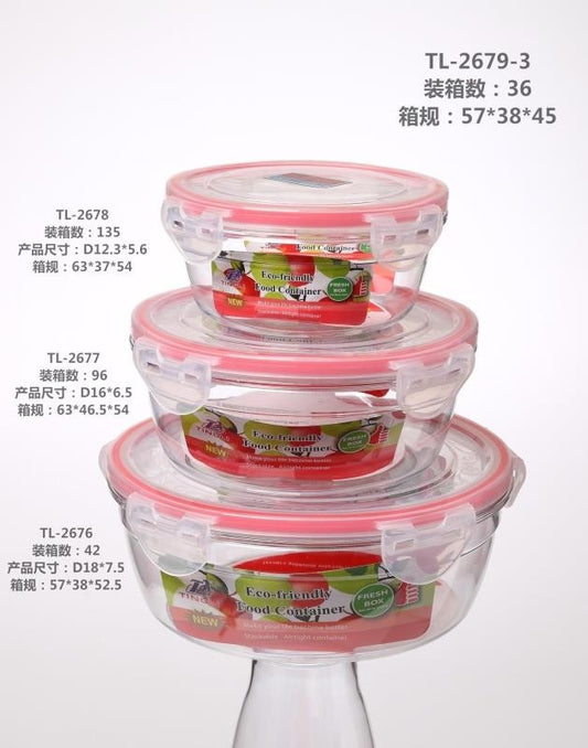 2679-3 fresh-keeping box-round 3-piece set