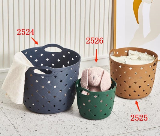 2524 Round Leather Storage Basket Large WF