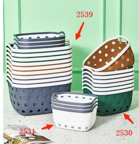 2530 arched hexagonal leather storage basket medium size