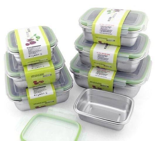 304 rectangular fresh-keeping box 550ml black lid