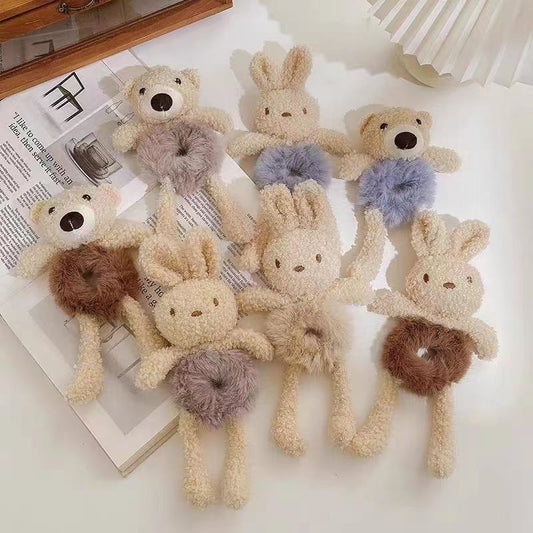 Plush Bear Bunny Hair Ring Mix