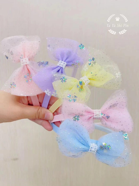 Big Sand Sequin Bow-tie Head Button
