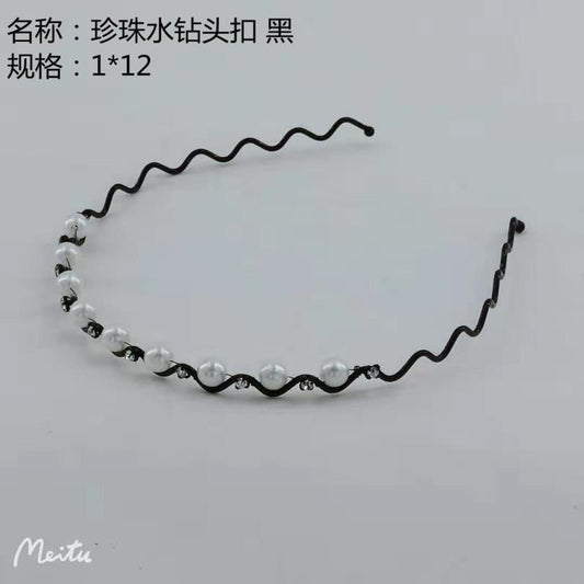 Pearl Rhinestone Buckle Black