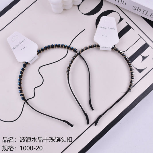 Wavy crystal ten-bead chain clasp