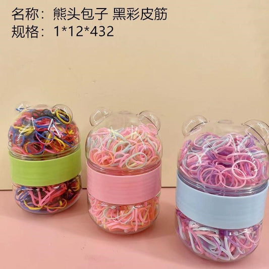 Bear head steamed stuffed bun black color rubber band
