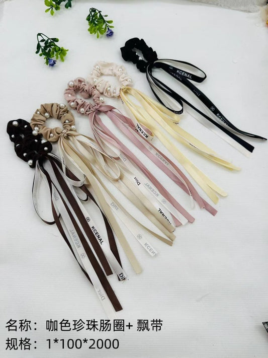 brown pearl gut ring ribbon