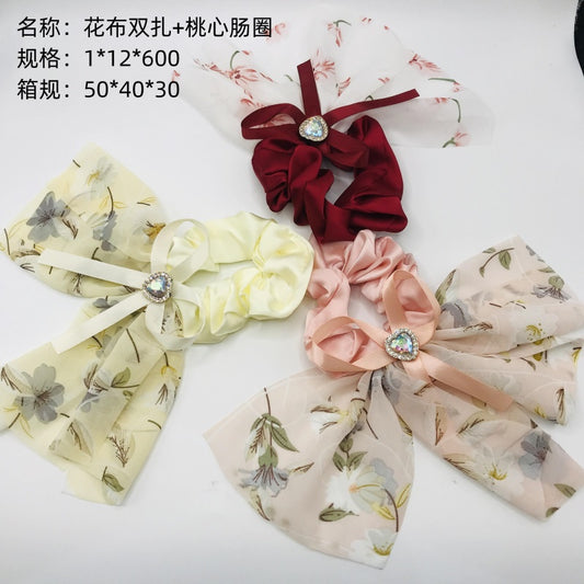 Flower cloth double tied peach heart intestinal ring
