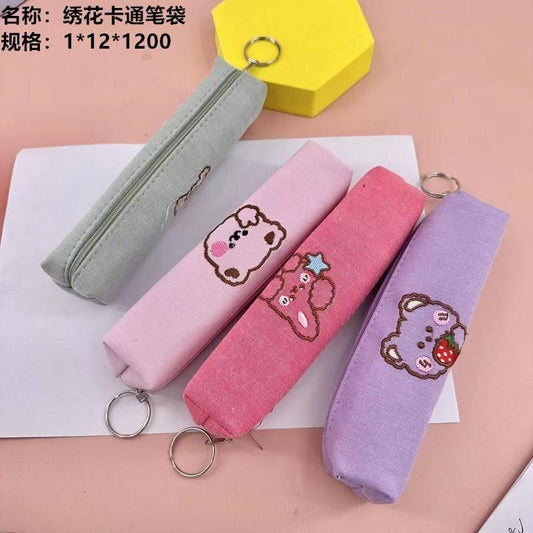 Embroidered cartoon pencil case