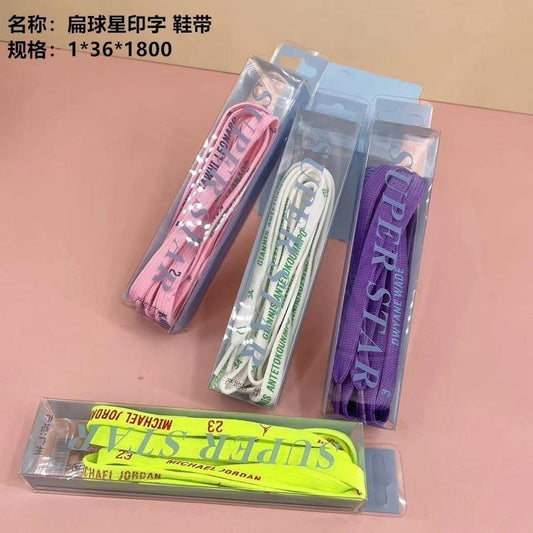 Flat star-shaped printed shoelaces