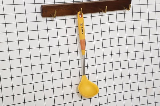 Small and fresh silicone soup spoon with a little yellow duck pattern