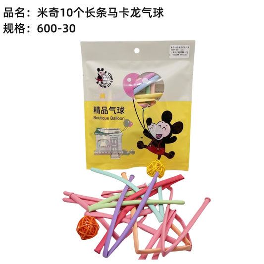 10 long macaron - shaped balloons of Mickey Mouse 