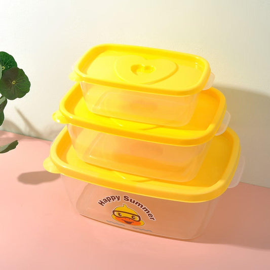 Little Yellow Duck 621 Rectangular Fresh-keeping Box Three-piece Set