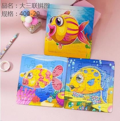 Three - panel jigsaw puzzle