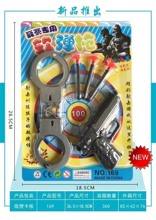 169 card - suction toys single - shot gun + handcuffs
