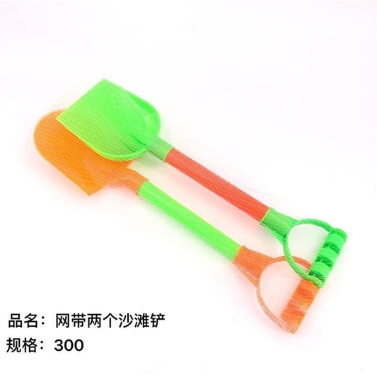 Two beach shovels in a net