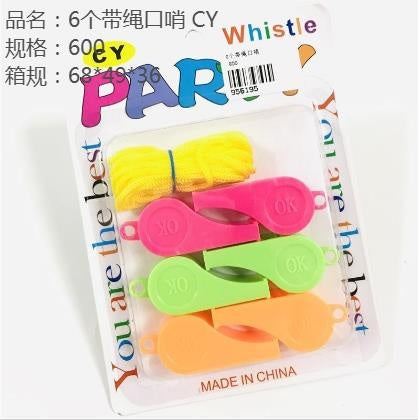 Six whistles with strings