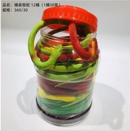 Fake snakes in barrels, 12 barrels (30 snakes per barrel)