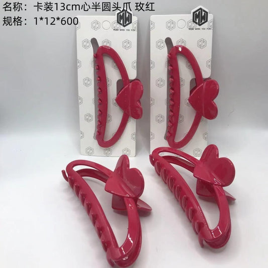 Card 13cm heart semicircular head claw rose red