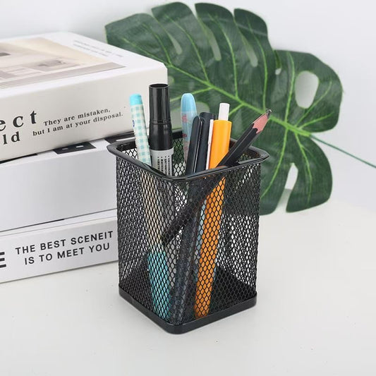 Iron rectangular pen holder, black