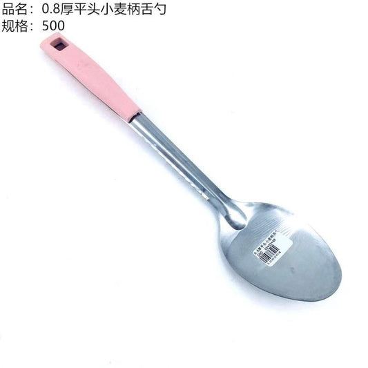 0.8 thick flat head wheat handle tongue spoon