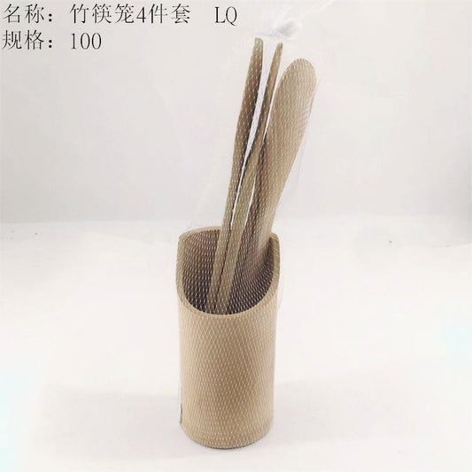 Promotional bamboo chopsticks cage 4 piece set LQ