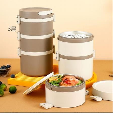 Flat lid Japanese-style insulated lunch box 3 layers