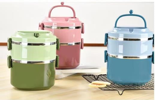 Ladder buckle leak-proof deepened bottom lunch box 2 layers