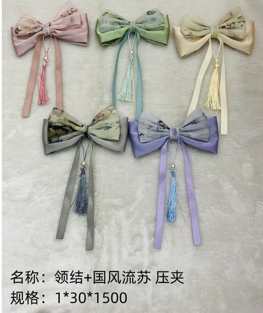 Bow tie + Chinese style tassel clip