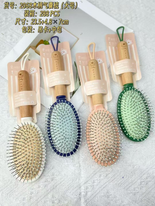 2068 hanging card wooden handle air cushion comb