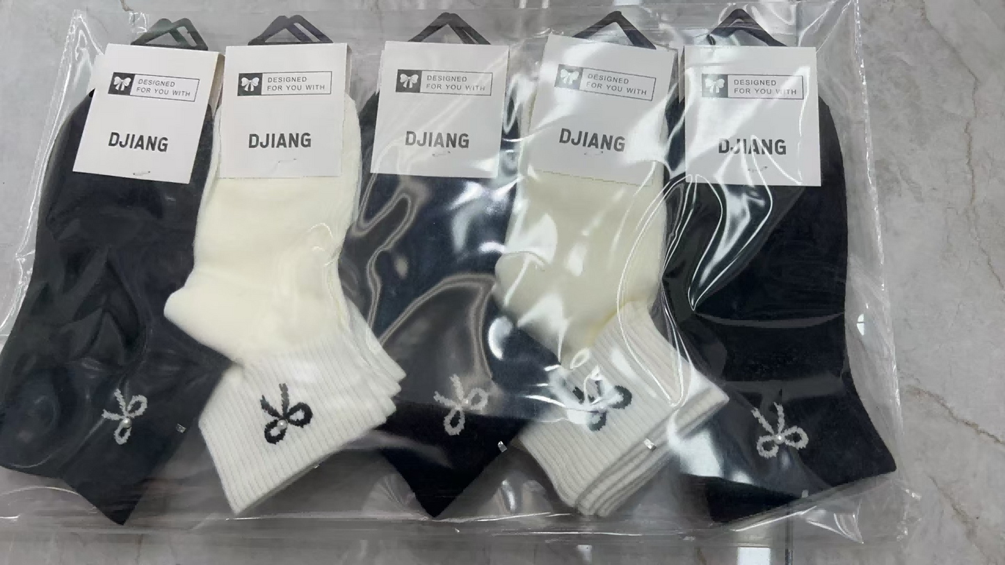 NX Beaded Black and White Ankle Socks