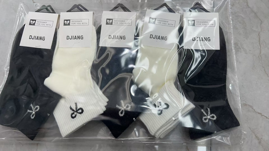 NX Beaded Black and White Ankle Socks