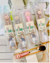 3D Silicone Cartoon Glasses Rabbit Spoon and Wooden Chopsticks Tableware Set
