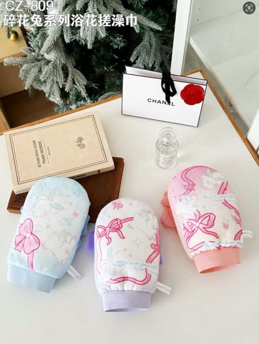 CZ-809 Floral Rabbit Series Bath Sponge and Back Scrubber
