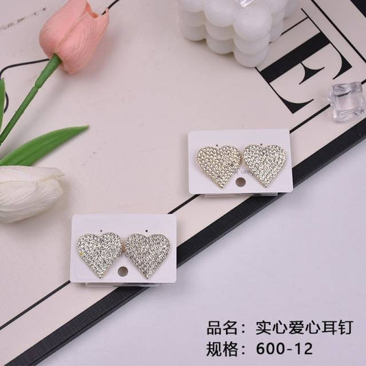 Solid heart - shaped stud earrings