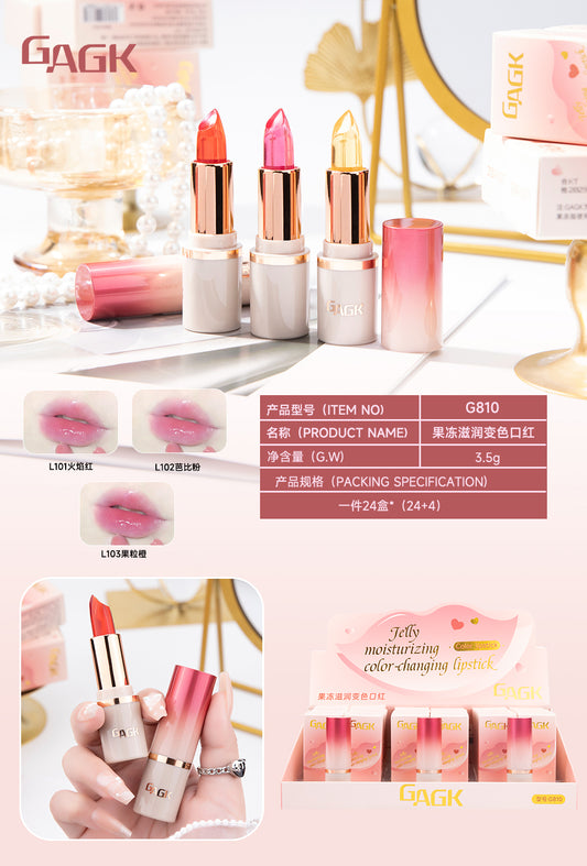 G810—L103#24-piece Display Boxed Jelly Moisturizing Color-changing Lipstick