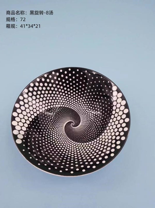 Black Spin -8 Soup Plate