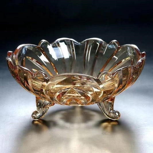 Crystal glass billion three-foot electroplating fruit bucket